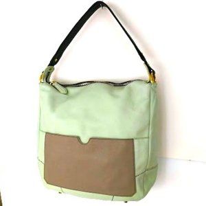 orYANY Adele Mint Green and Gray Leather Crossbody Hobo